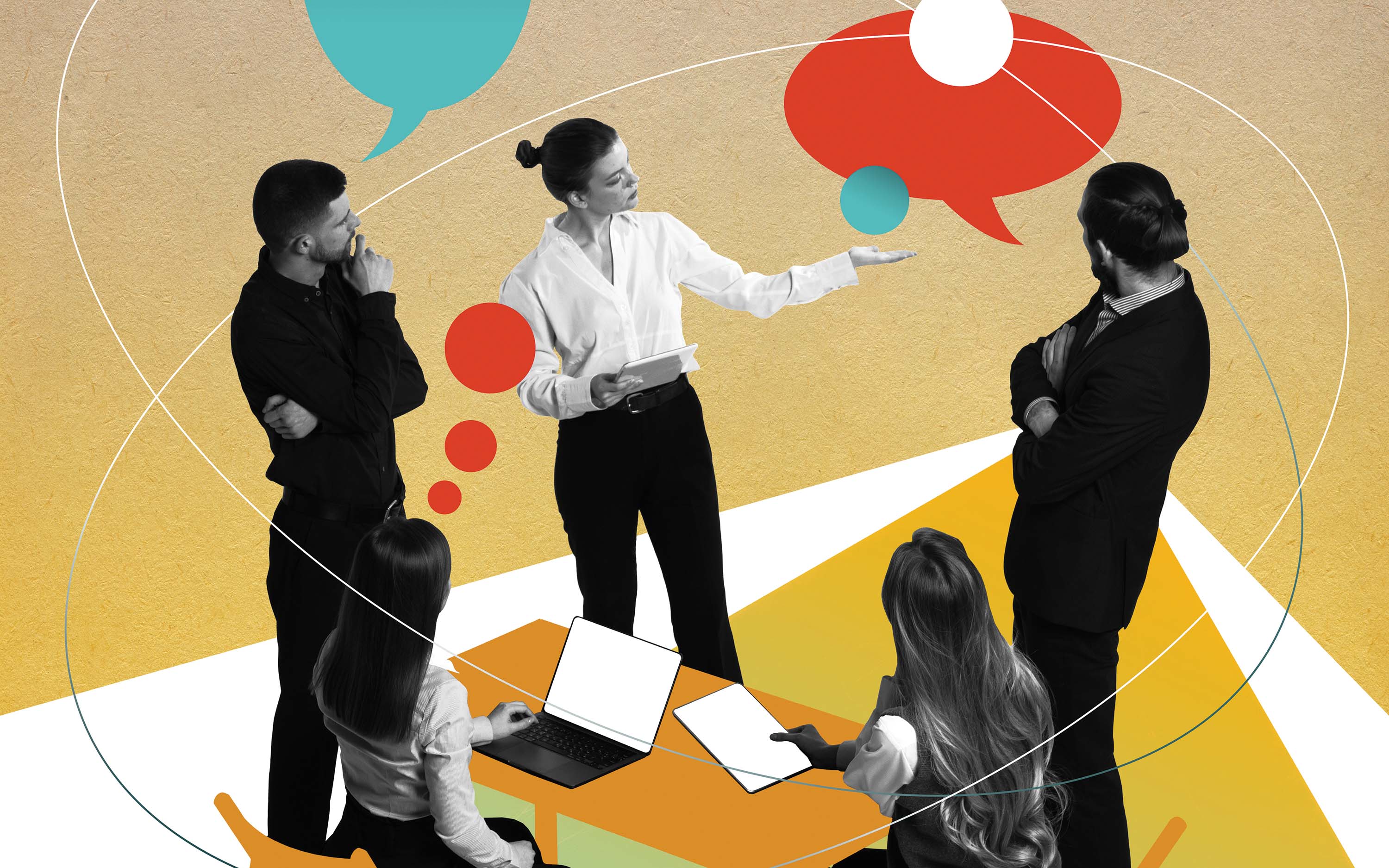 People talking in group standing around